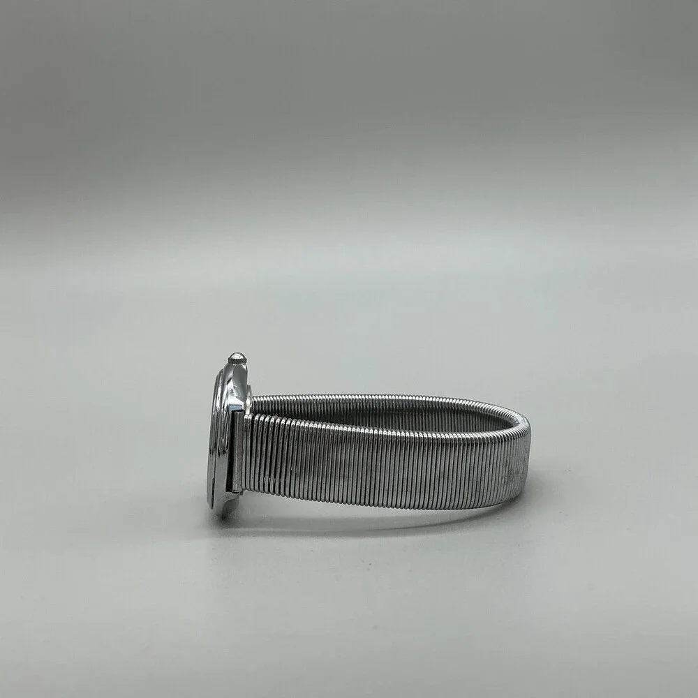 Vintage Armitron Slinky Womens Watch 29mm Black Dial Silver Tone New Battery